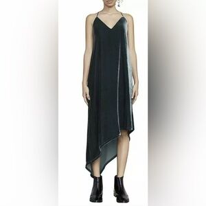 BCBGMAXAZRIA Elana Velvet V Neck Asymmetrical Dress Size M